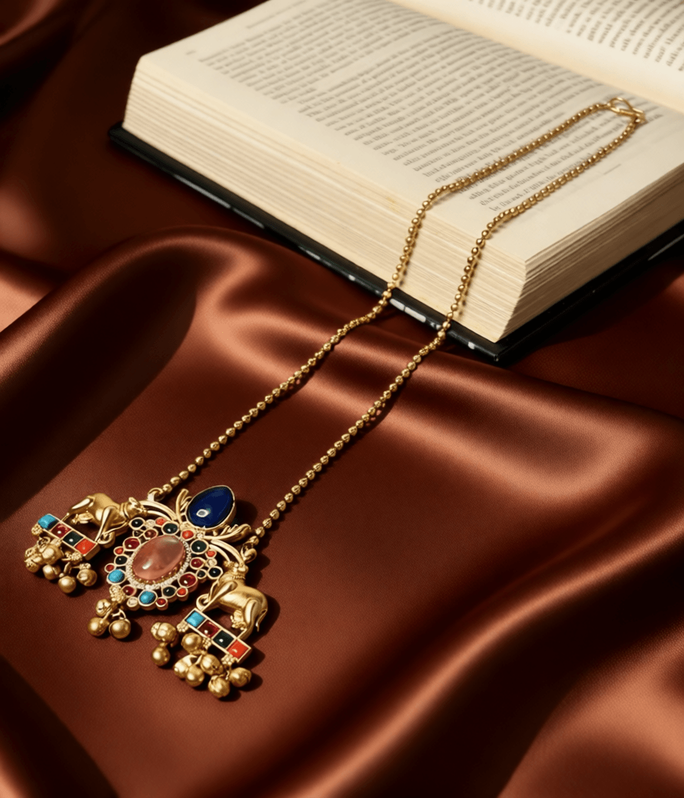 Nandi Stone Statement Long Necklace Set
