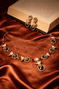 Aangan Stone Statement Necklace Set- Emerald