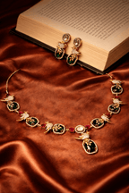 Aangan Stone Statement Necklace Set- Emerald