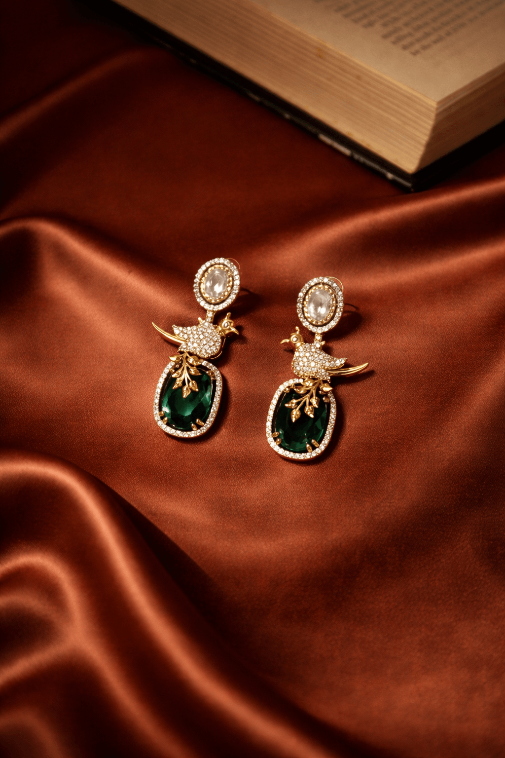 Aangan Stone Statement Necklace Set- Emerald