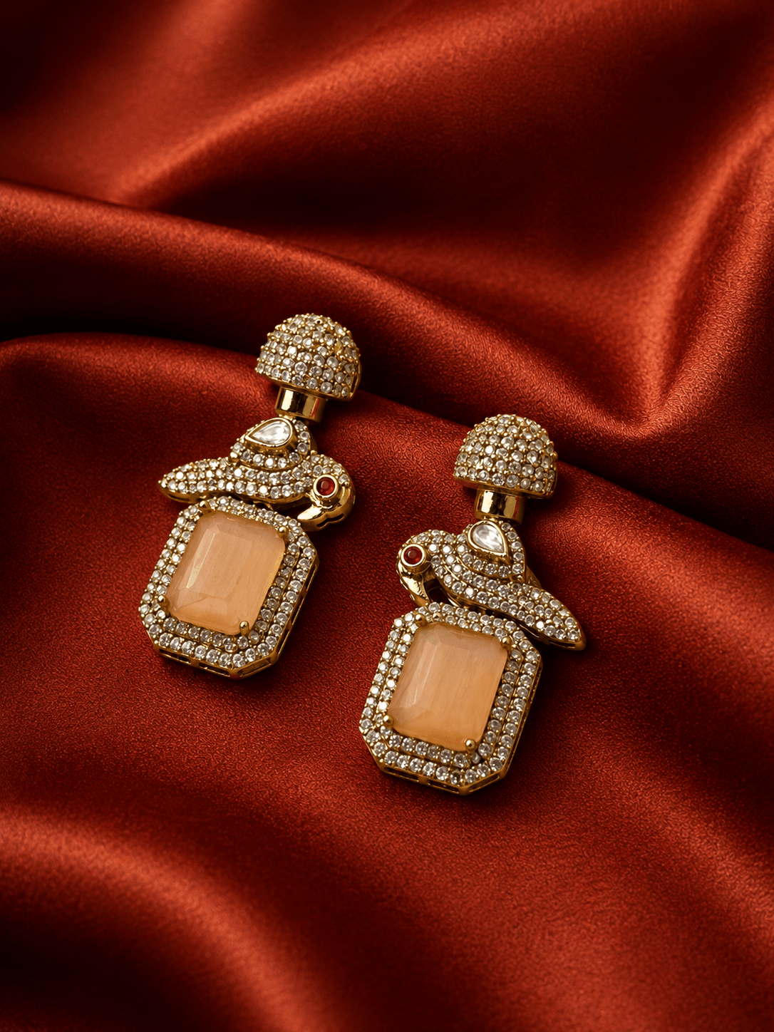 Peach Rafiq Stone Drop Earrings