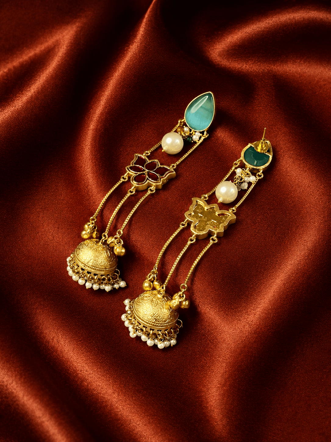 Gul Stone statement Kashmiri Earrings