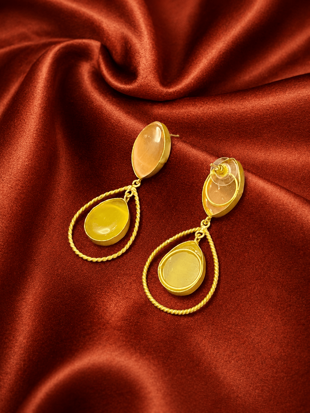 Yellow- Peach Aftab Stone statement Danglers