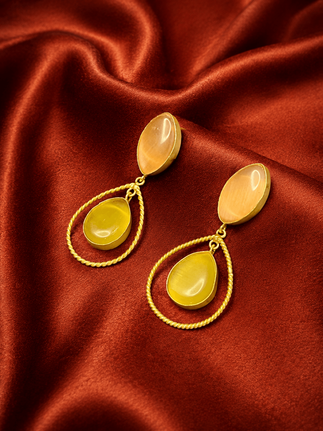 Yellow- Peach Aftab Stone statement Danglers