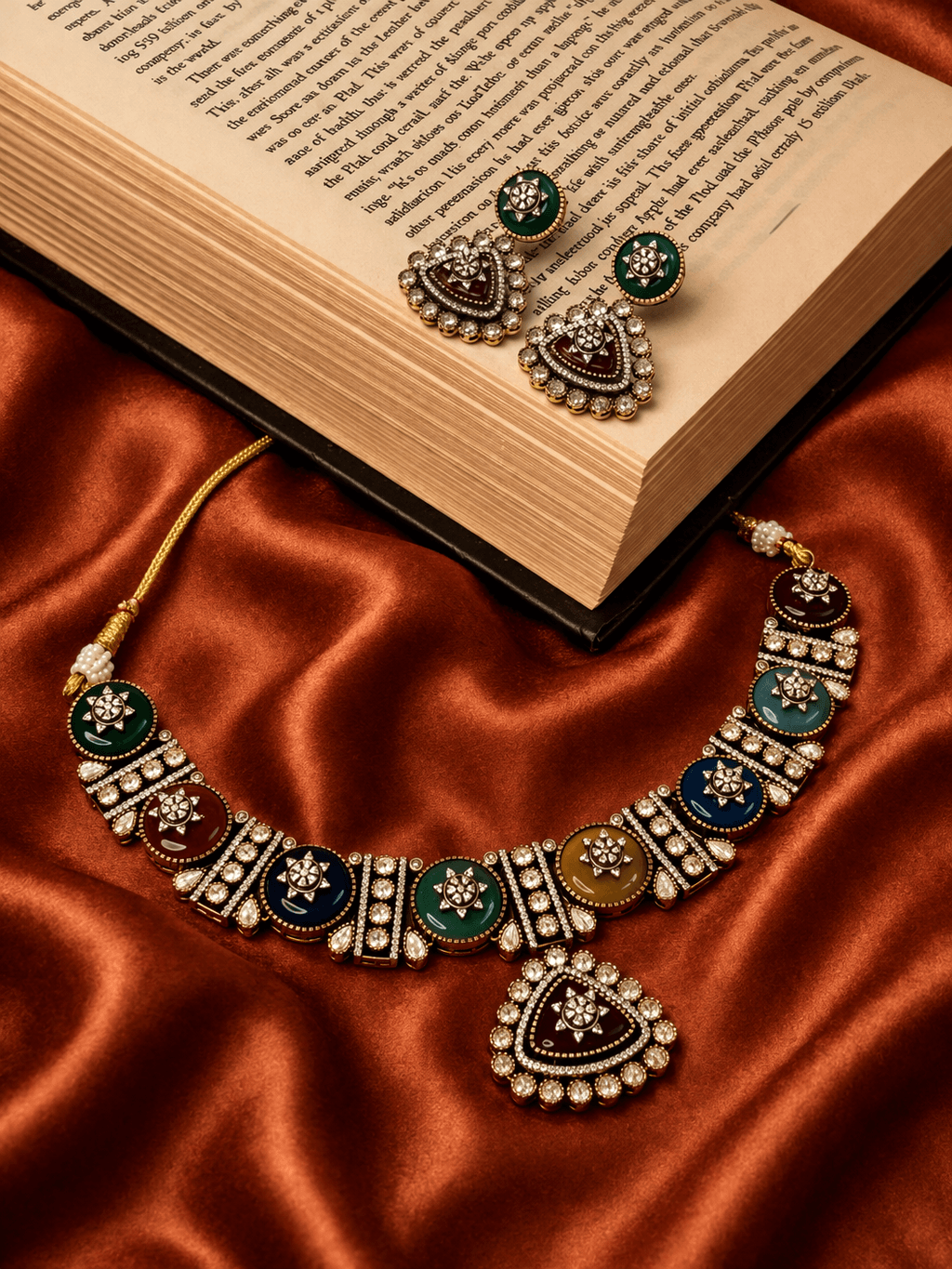 Rangoli Stone Statement Necklace Set